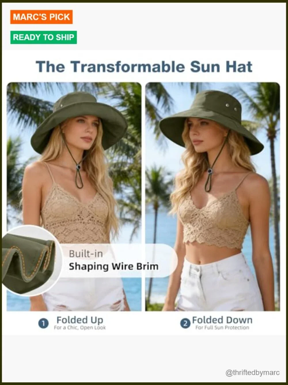 UPF 50 Sun Hat Ponytail Friendly Packable Bucket Hat Fishing Beach Gardening